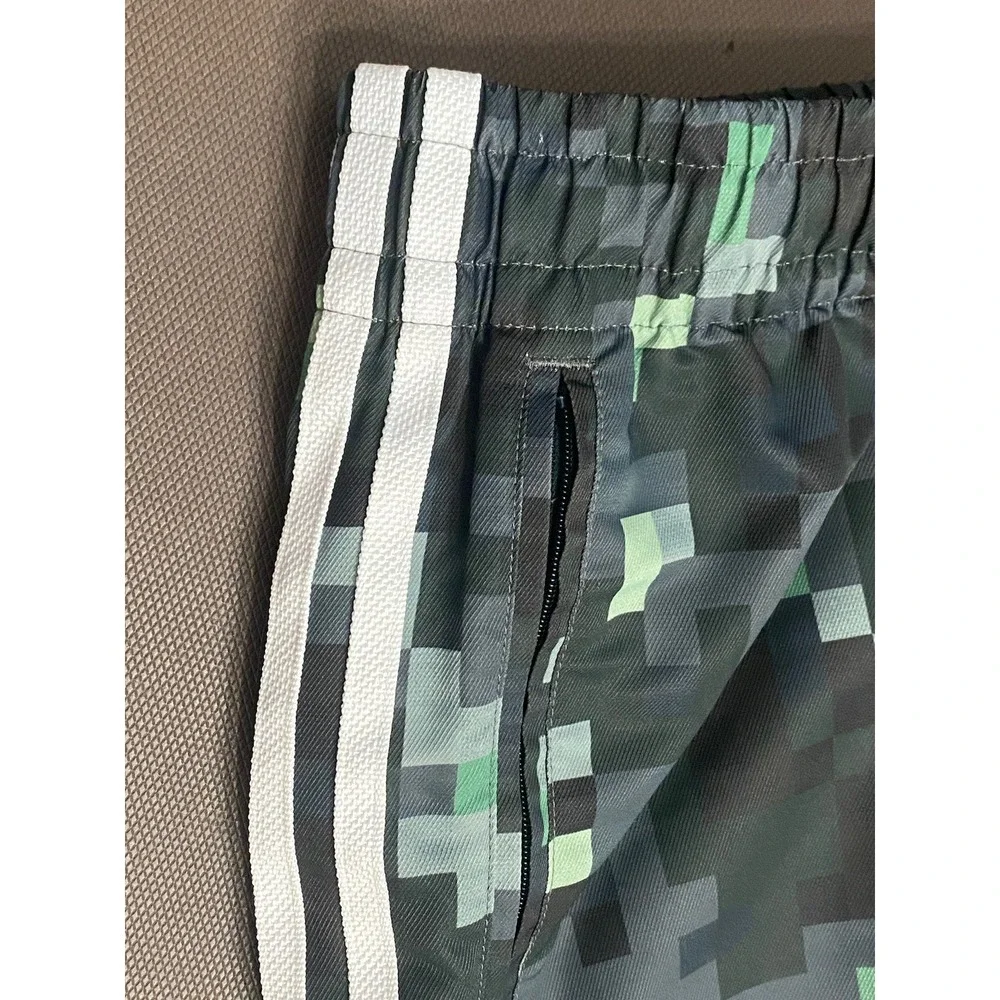 Adidas Originals Minecraft Movie Track Pants Green‎ Small Striped Nylon Jogger